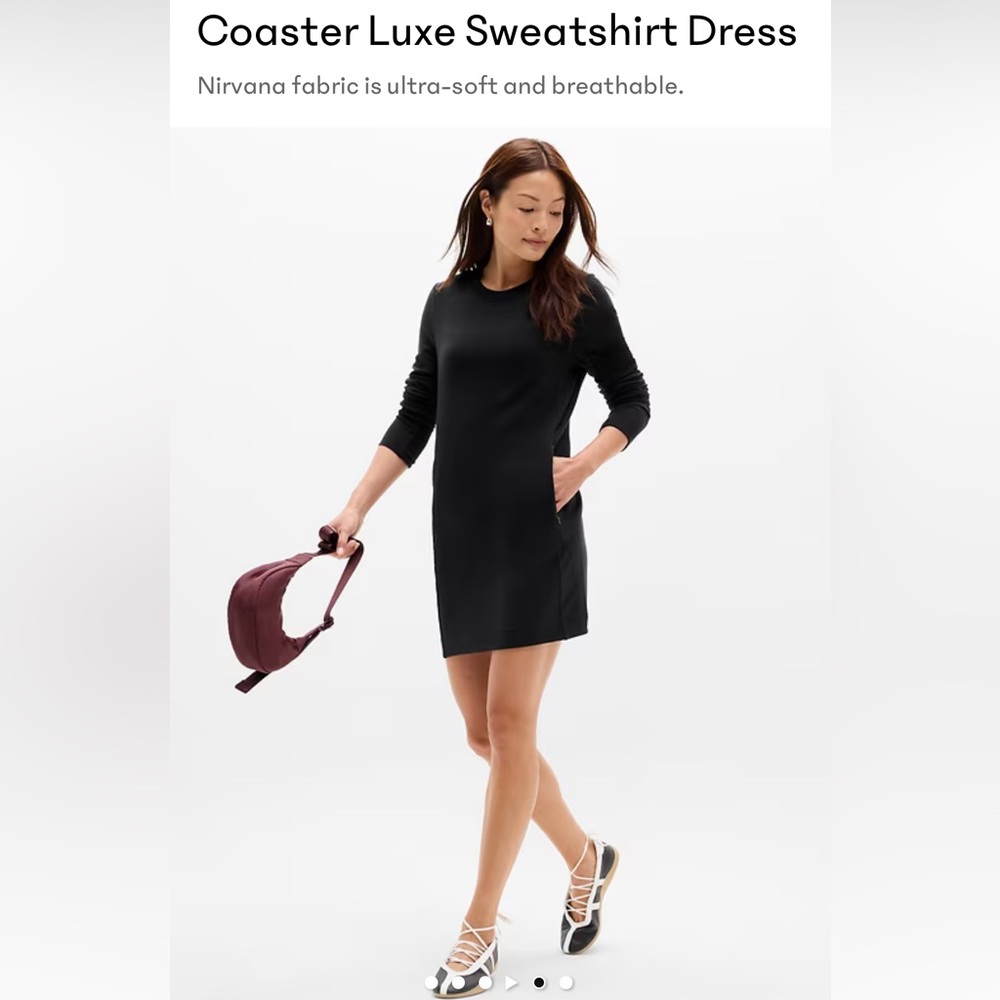Athleta Coaster Luxe Sweatshirt Dress - Black